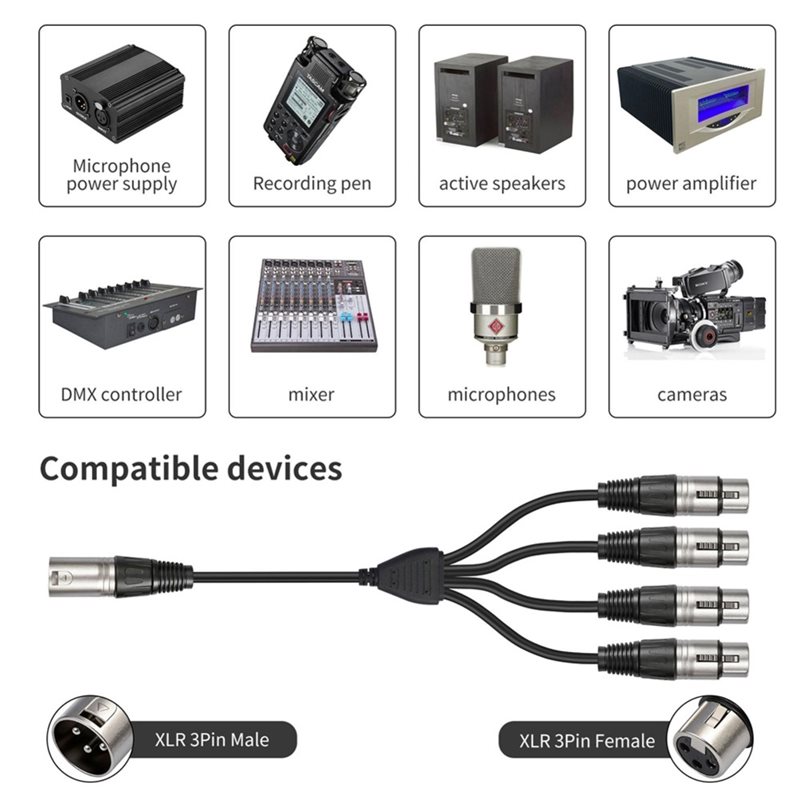 PHILE-3 Pin XLR 1 Male To 4 Fe - огляд і ціна Audio Splitter Y